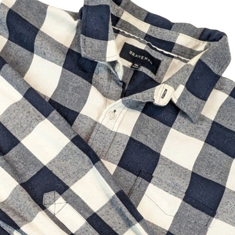 Braveman Mens XXL Black White Buffalo Plaid Flannel Shirt Gorpcore Utility